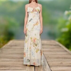 Hope & Ivy Floral Ruffle Maxi Dress - Size 12 - Fully Lined BNWT